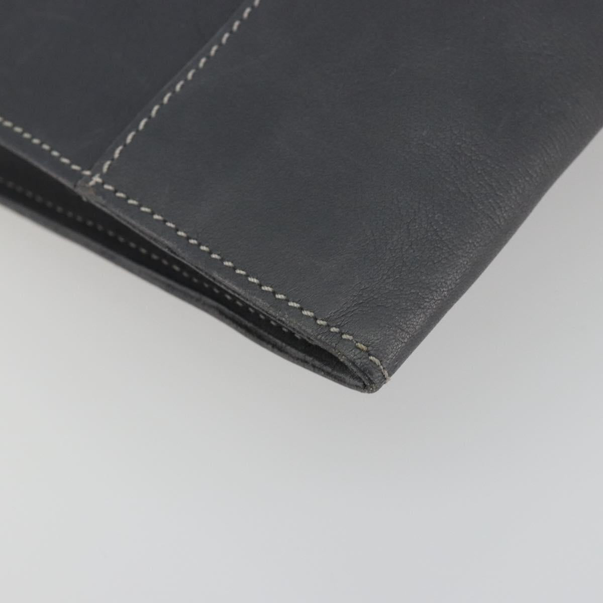 LOEWE Clutch Bag Leather Gray Auth ep15192