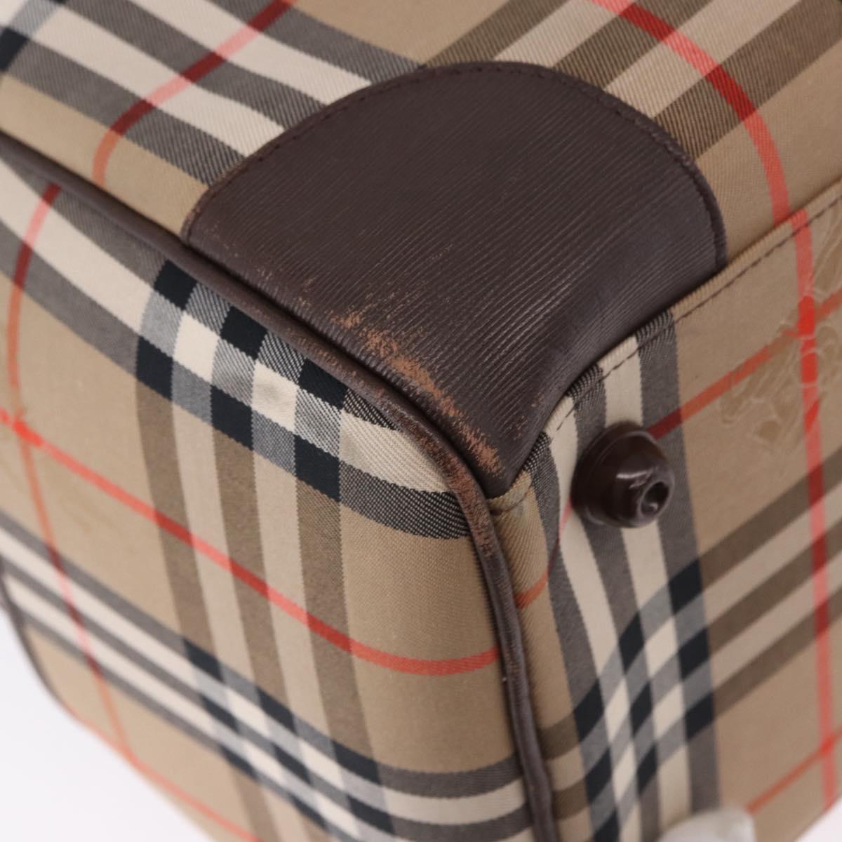 Burberrys Nova Check Boston Bag Canvas Beige Gold Tone Auth ep15193A