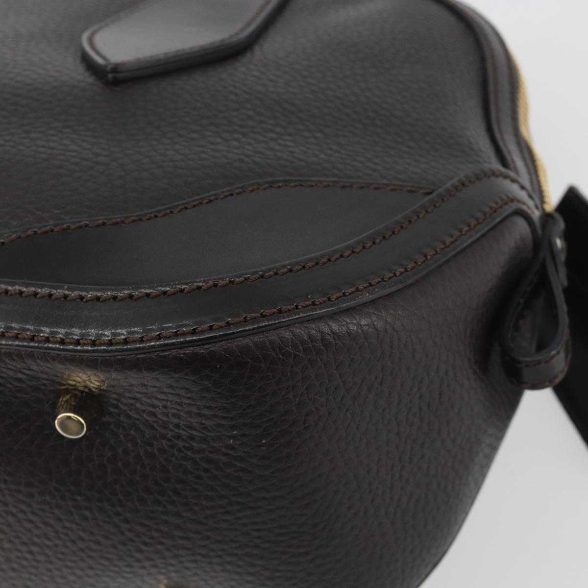 BURBERRY Hand Bag Leather 2way Black Gold Tone Auth ep15195