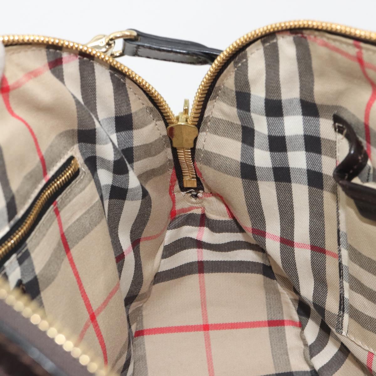 BURBERRY Hand Bag Leather 2way Black Gold Tone Auth ep15195