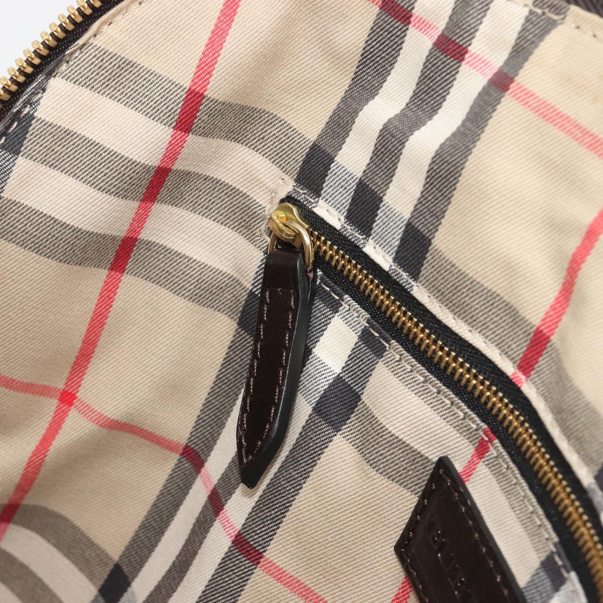 BURBERRY Hand Bag Leather 2way Black Gold Tone Auth ep15195