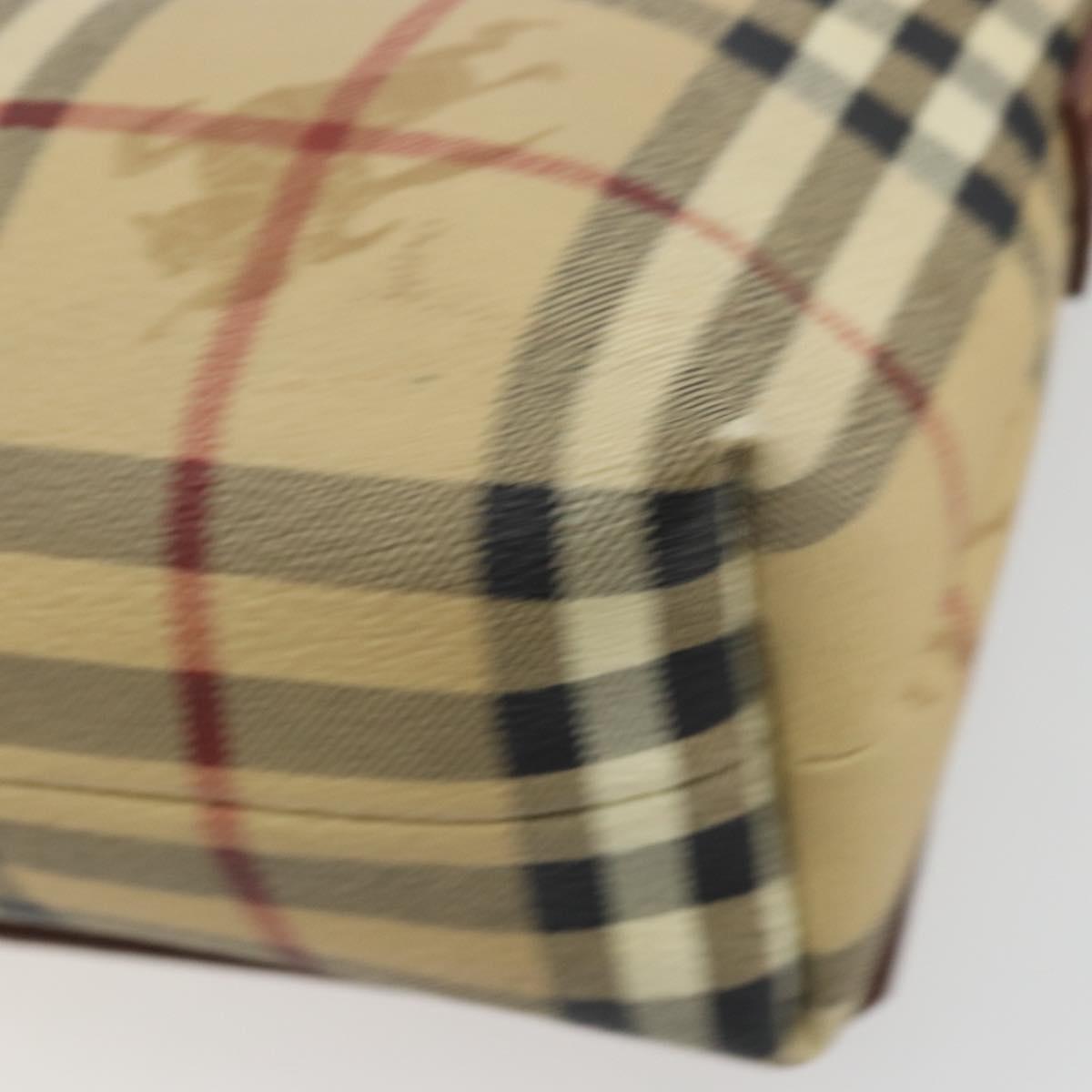 BURBERRY Nova Check Shoulder Bag PVC Leather Beige Gold Tone Auth ep15196A