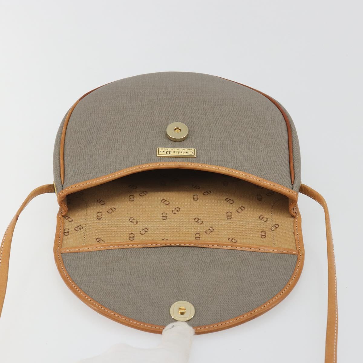 Christian Dior Shoulder Bag PVC Leather Gray Brown Auth ep15197