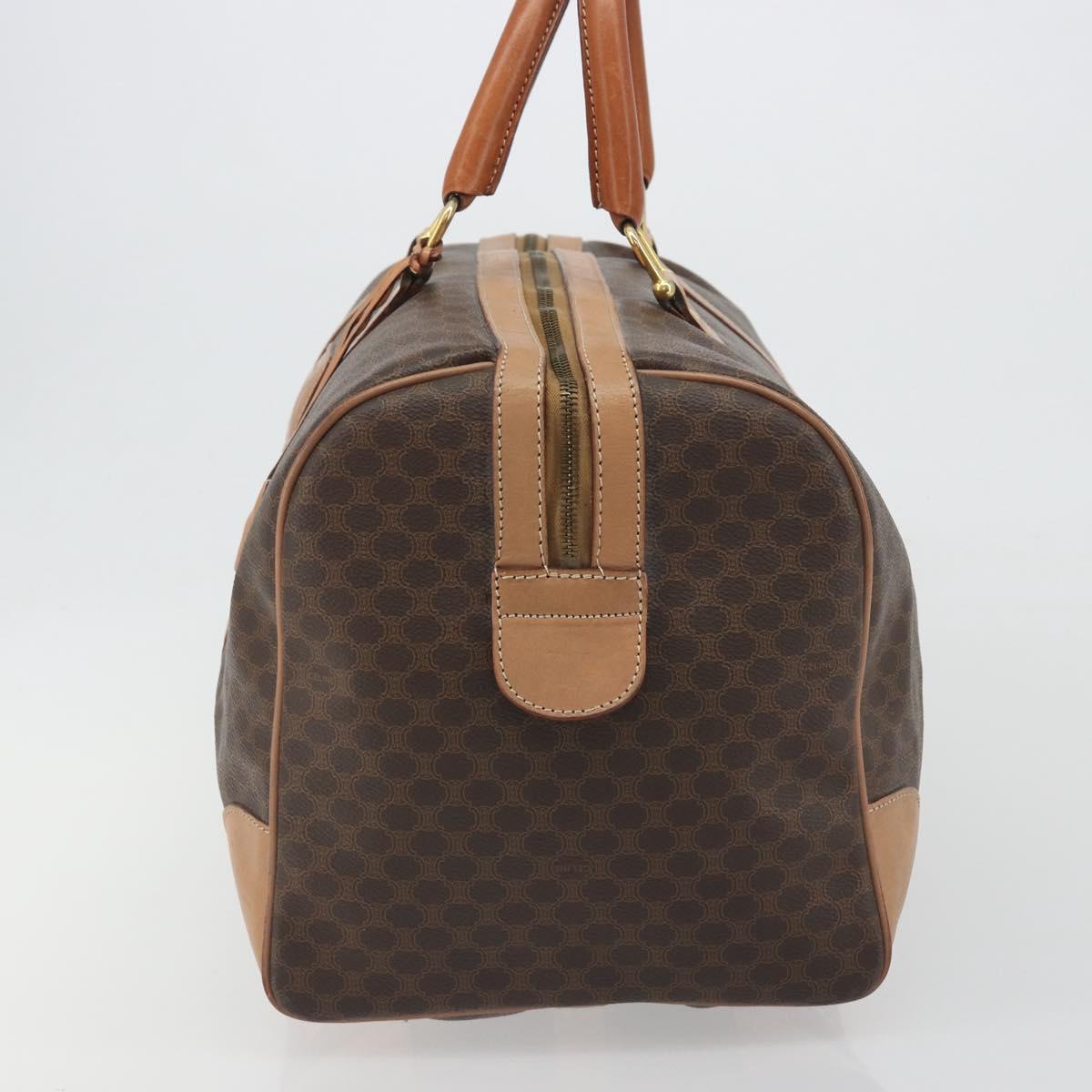 CELINE Macadam Boston Bag PVC Leather Brown Gold Tone Auth ep15198