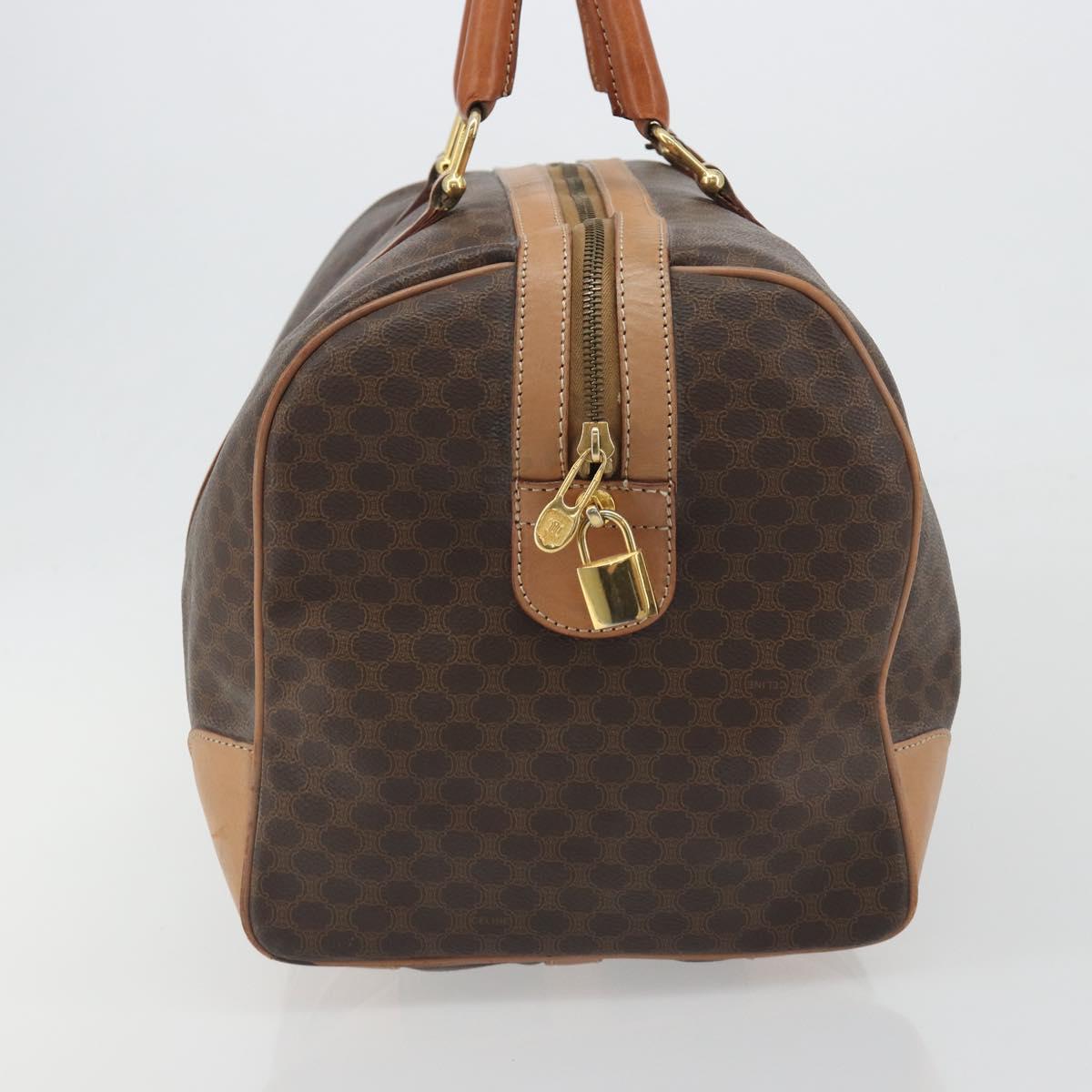 CELINE Macadam Boston Bag PVC Leather Brown Gold Tone Auth ep15198