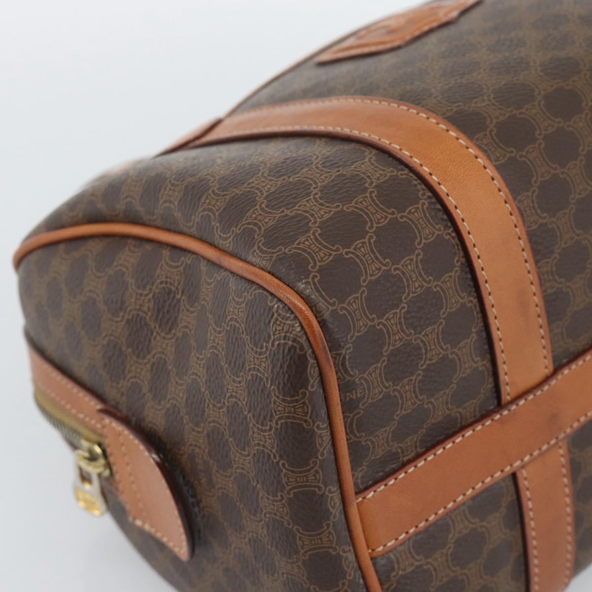 CELINE Macadam Hand Bag PVC Leather Brown Gold Tone Auth ep15199A