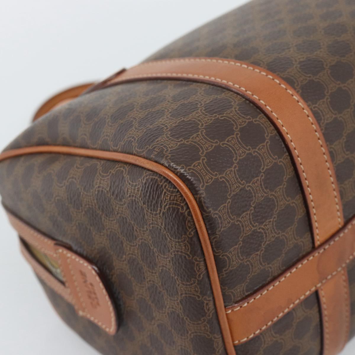 CELINE Macadam Hand Bag PVC Leather Brown Gold Tone Auth ep15199A