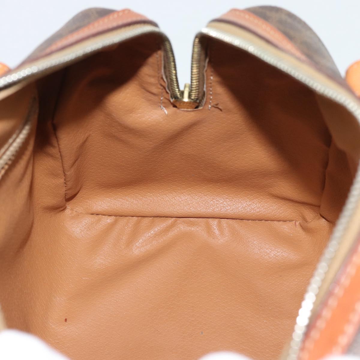 CELINE Macadam Hand Bag PVC Leather Brown Gold Tone Auth ep15199A