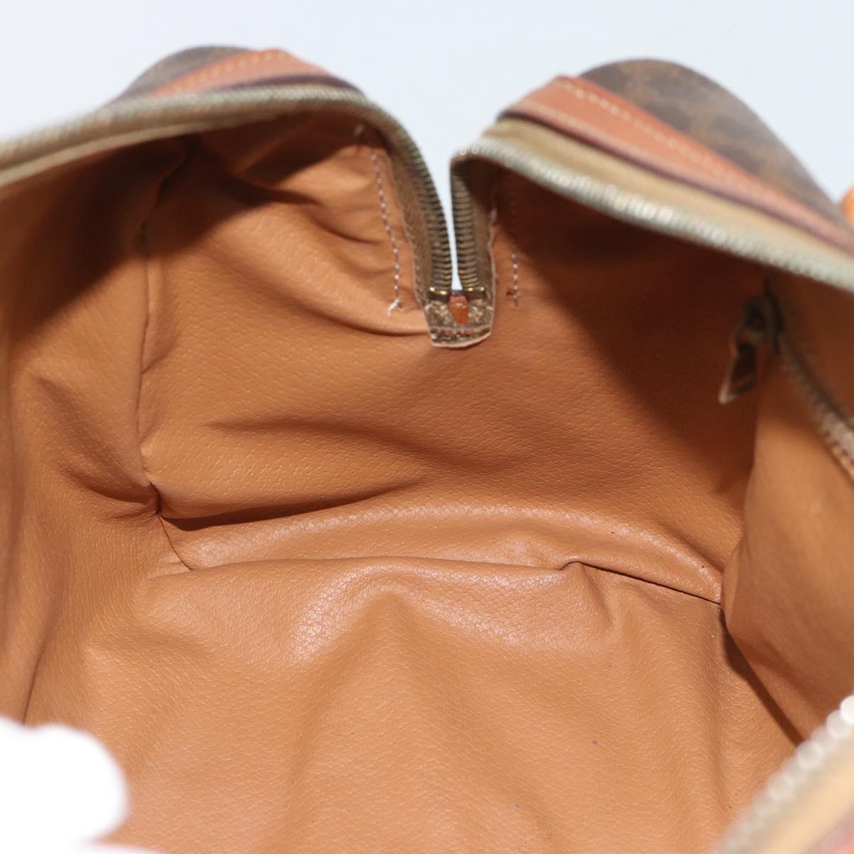CELINE Macadam Hand Bag PVC Leather Brown Gold Tone Auth ep15199A