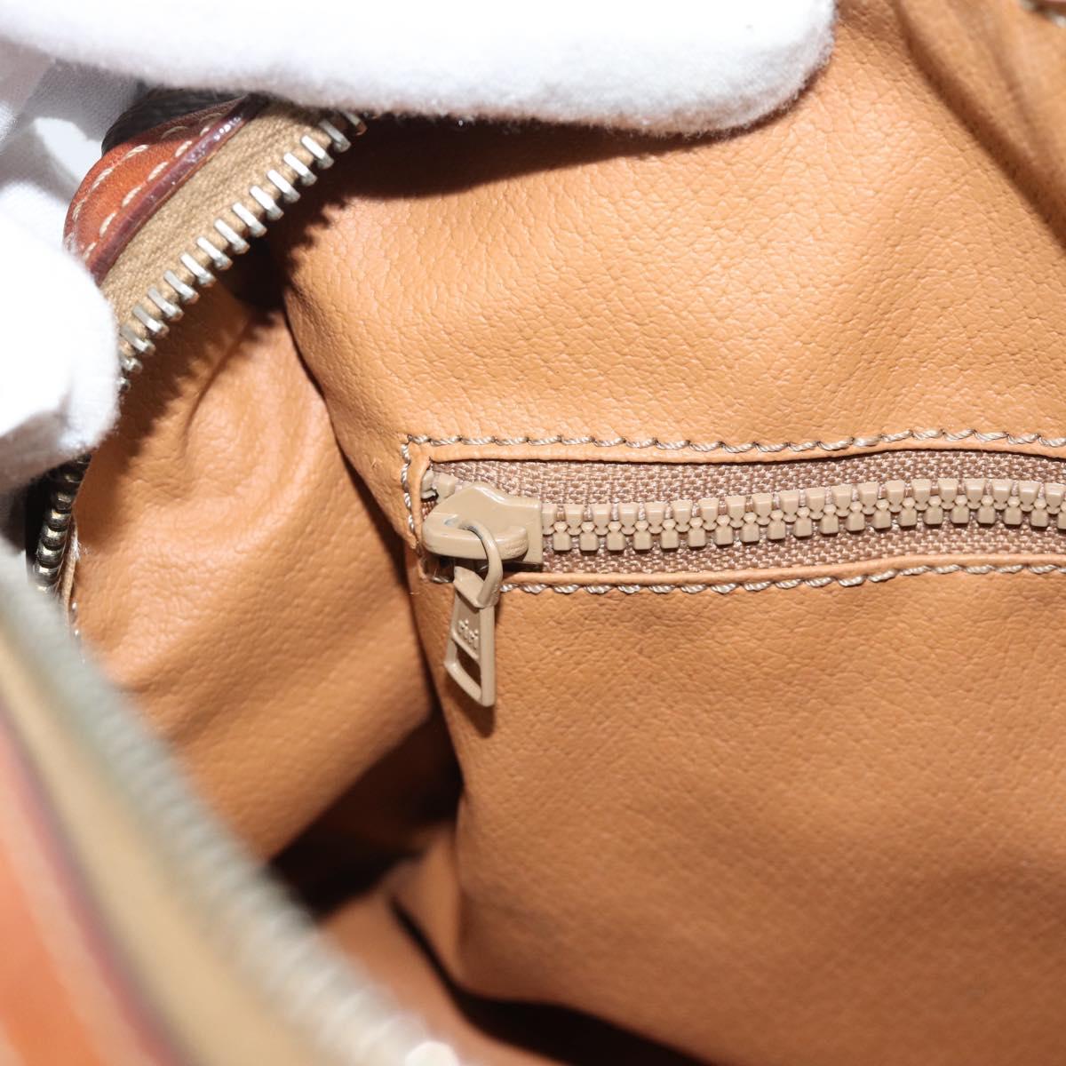 CELINE Macadam Hand Bag PVC Leather Brown Gold Tone Auth ep15199A