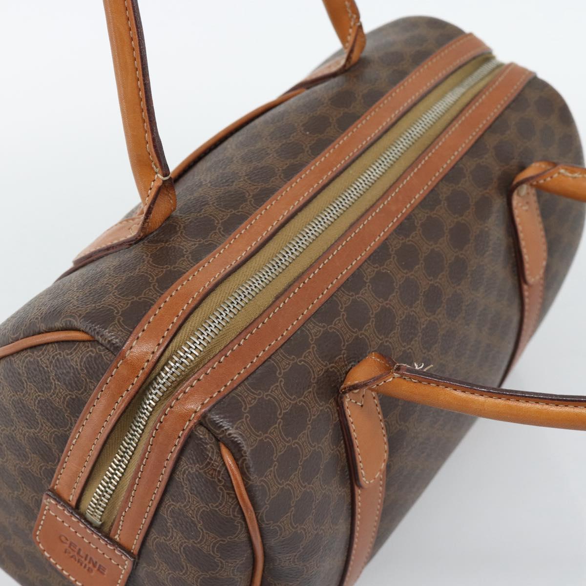 CELINE Macadam Hand Bag PVC Leather Brown Gold Tone Auth ep15199A