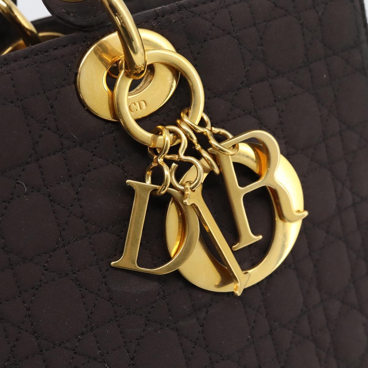 Christian Dior Canage Hand Bag Canvas Black Gold Tone Auth ep15200