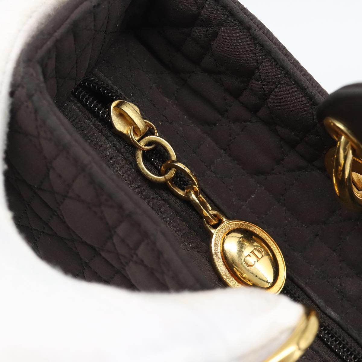 Christian Dior Canage Hand Bag Canvas Black Gold Tone Auth ep15200