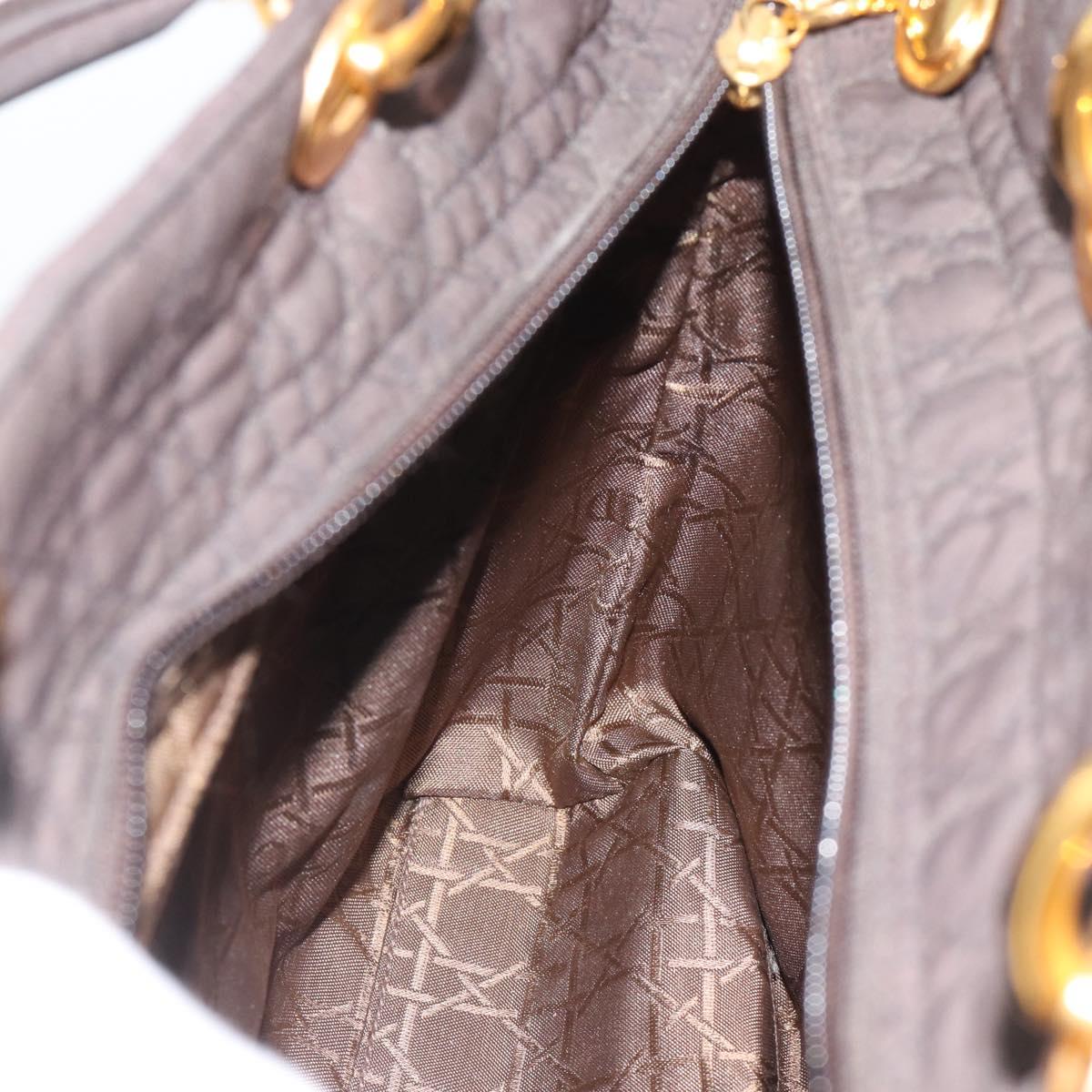 Christian Dior Canage Hand Bag Canvas Black Gold Tone Auth ep15200