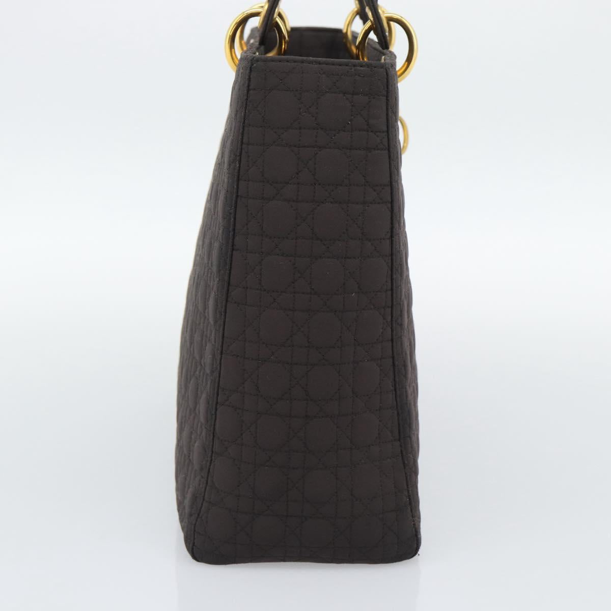 Christian Dior Canage Hand Bag Canvas Black Gold Tone Auth ep15200