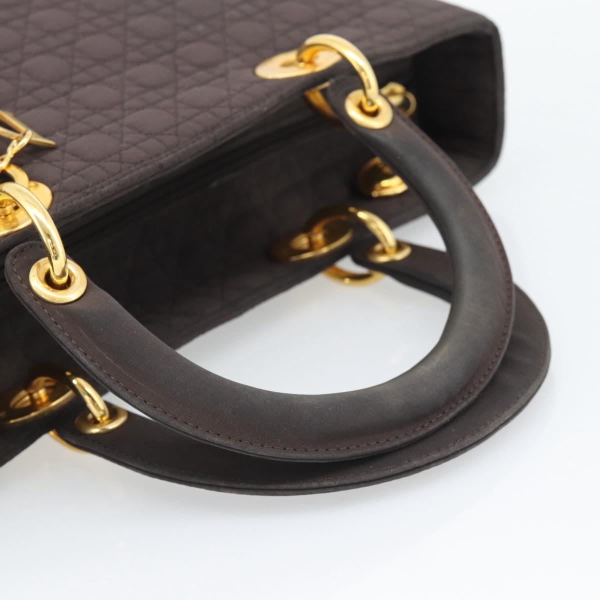 Christian Dior Canage Hand Bag Canvas Black Gold Tone Auth ep15200