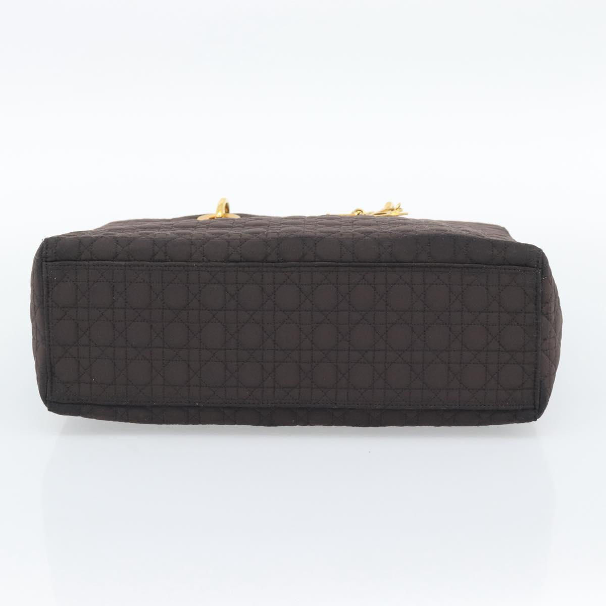 Christian Dior Canage Hand Bag Canvas Black Gold Tone Auth ep15200