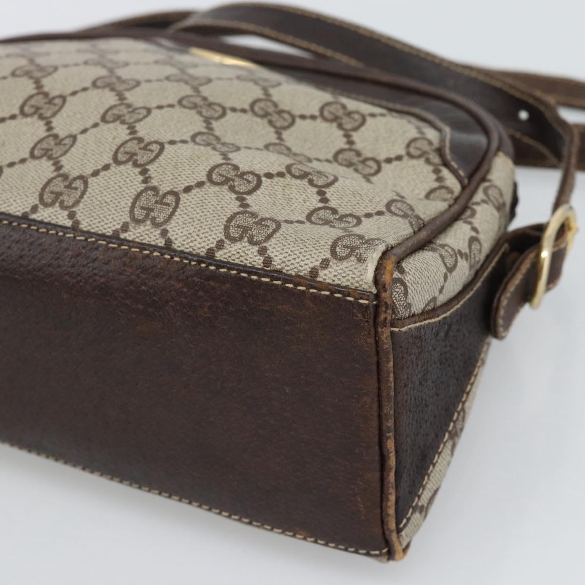 GUCCI GG Supreme Shoulder Bag PVC Leather Beige Gold Tone Auth ep15203