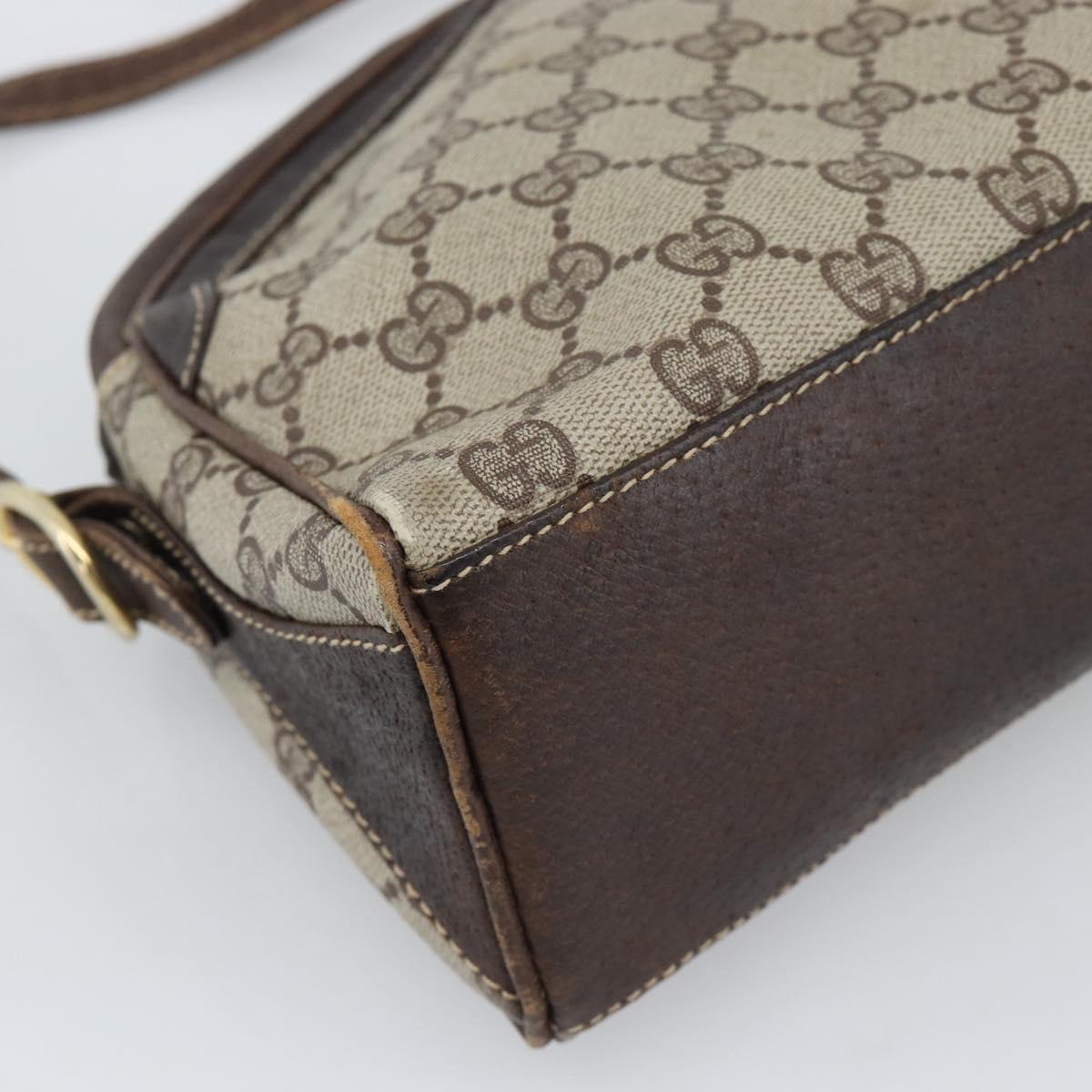 GUCCI GG Supreme Shoulder Bag PVC Leather Beige Gold Tone Auth ep15203
