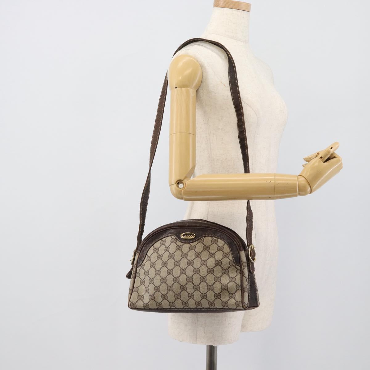GUCCI GG Supreme Shoulder Bag PVC Leather Beige Gold Tone Auth ep15203