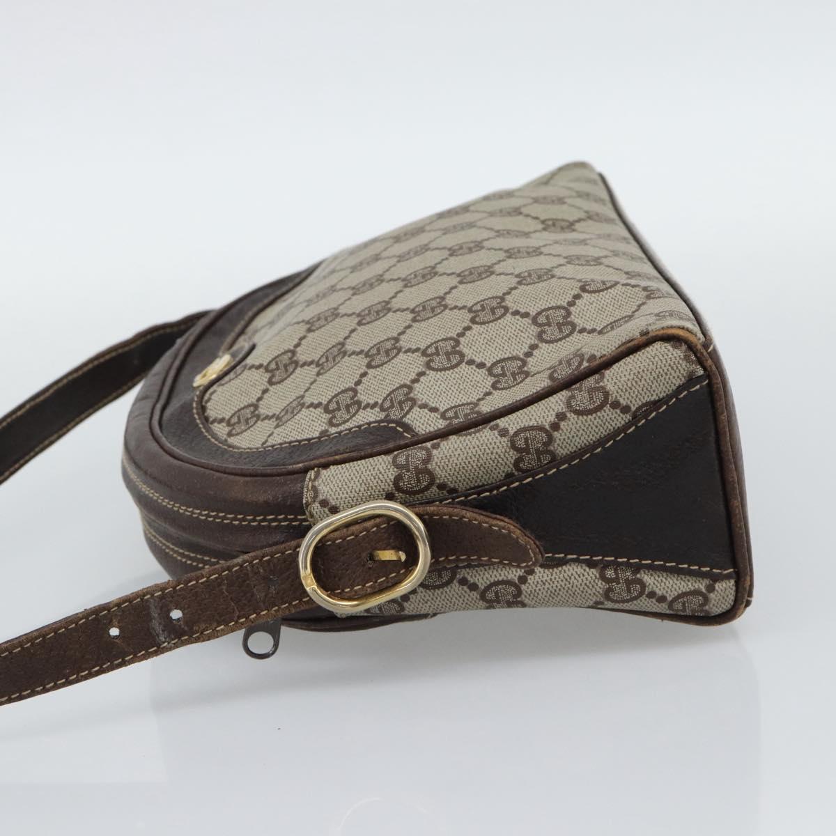 GUCCI GG Supreme Shoulder Bag PVC Leather Beige Gold Tone Auth ep15203