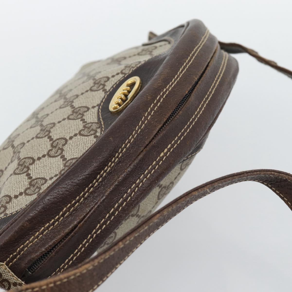 GUCCI GG Supreme Shoulder Bag PVC Leather Beige Gold Tone Auth ep15203