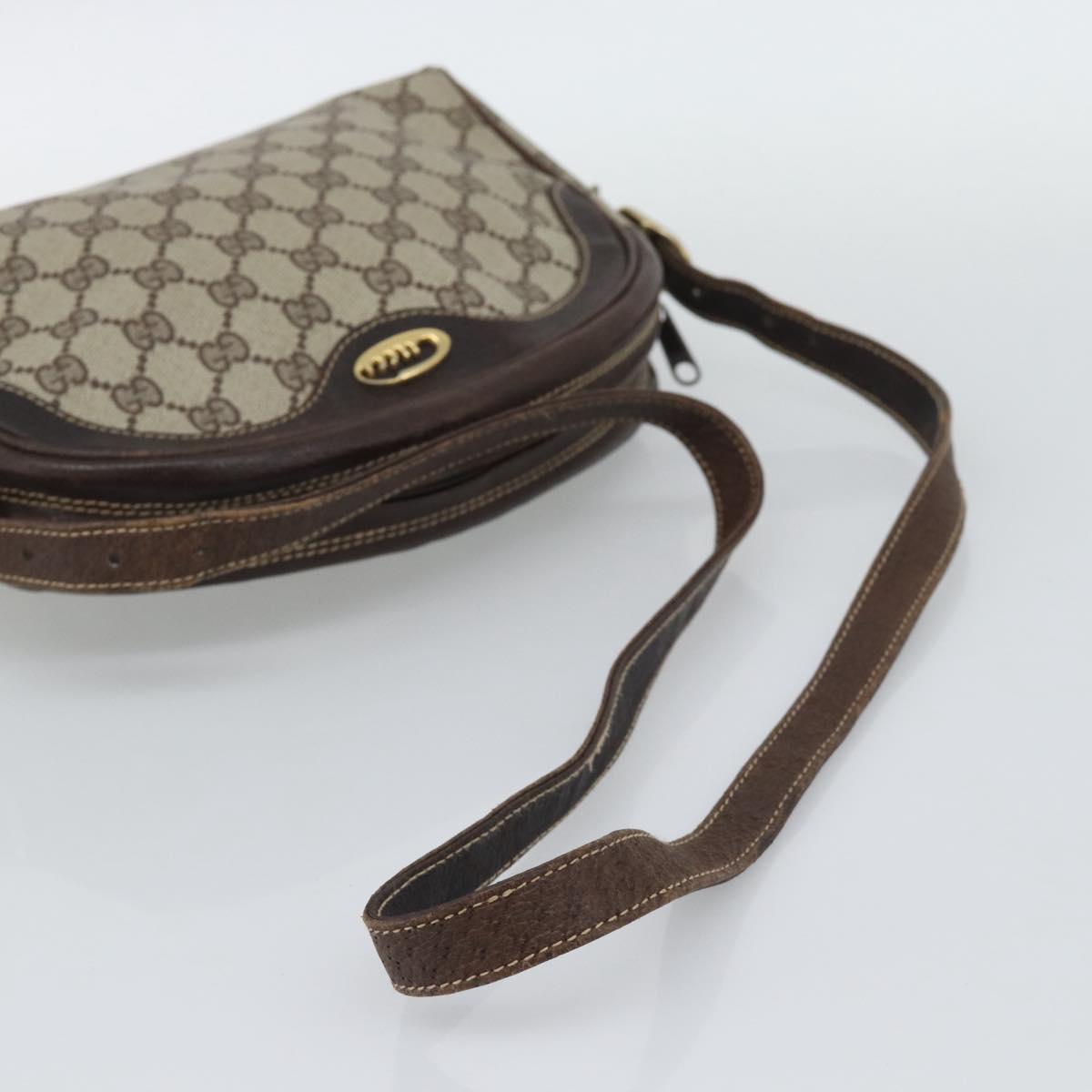 GUCCI GG Supreme Shoulder Bag PVC Leather Beige Gold Tone Auth ep15203