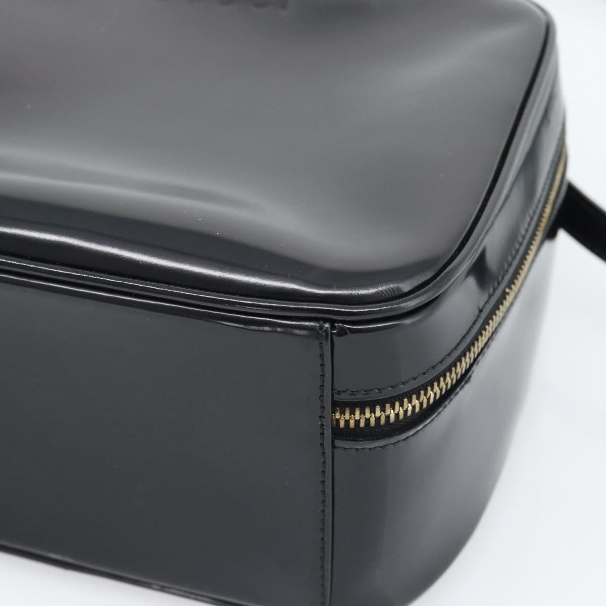 GUCCI Vanity Cosmetic Pouch Patent 2way Black Gold Tone Auth ep15207