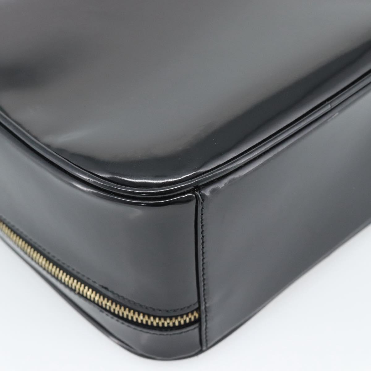 GUCCI Vanity Cosmetic Pouch Patent 2way Black Gold Tone Auth ep15207