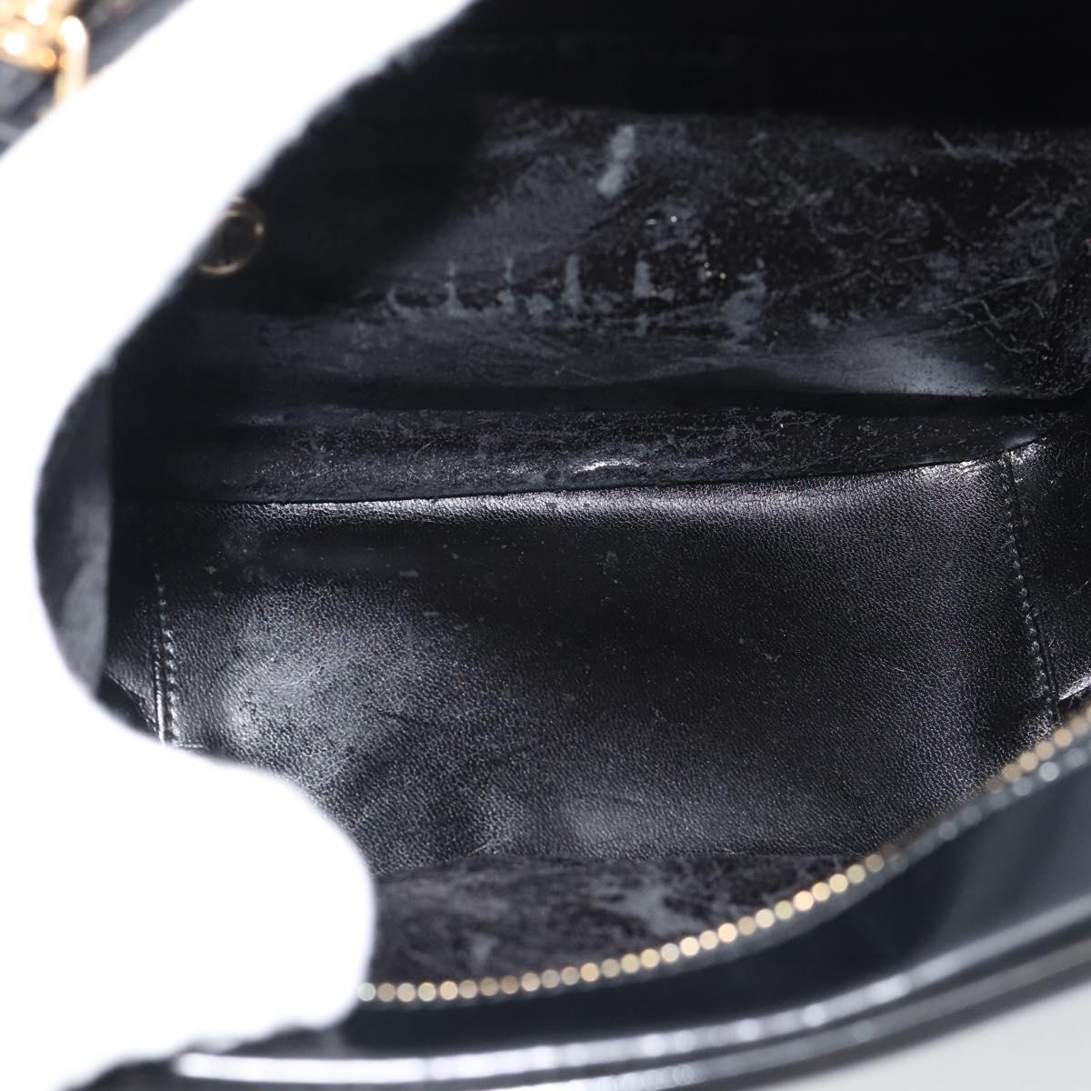 GUCCI Vanity Cosmetic Pouch Patent 2way Black Gold Tone Auth ep15207