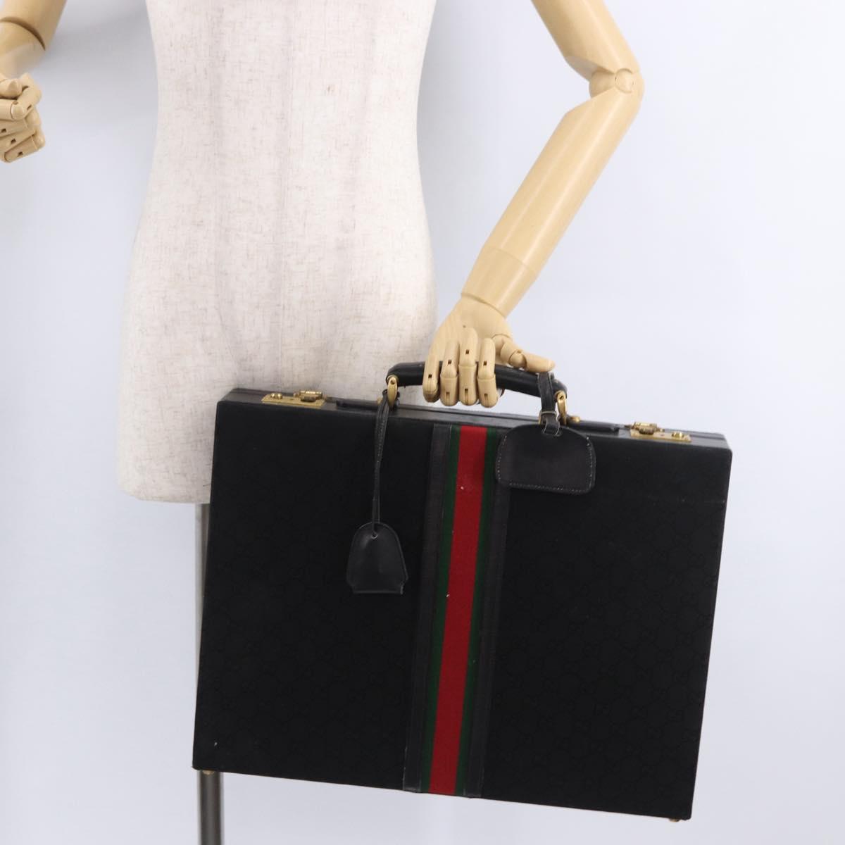GUCCI GG Canvas Trunk Black Gold Tone Auth ep15209