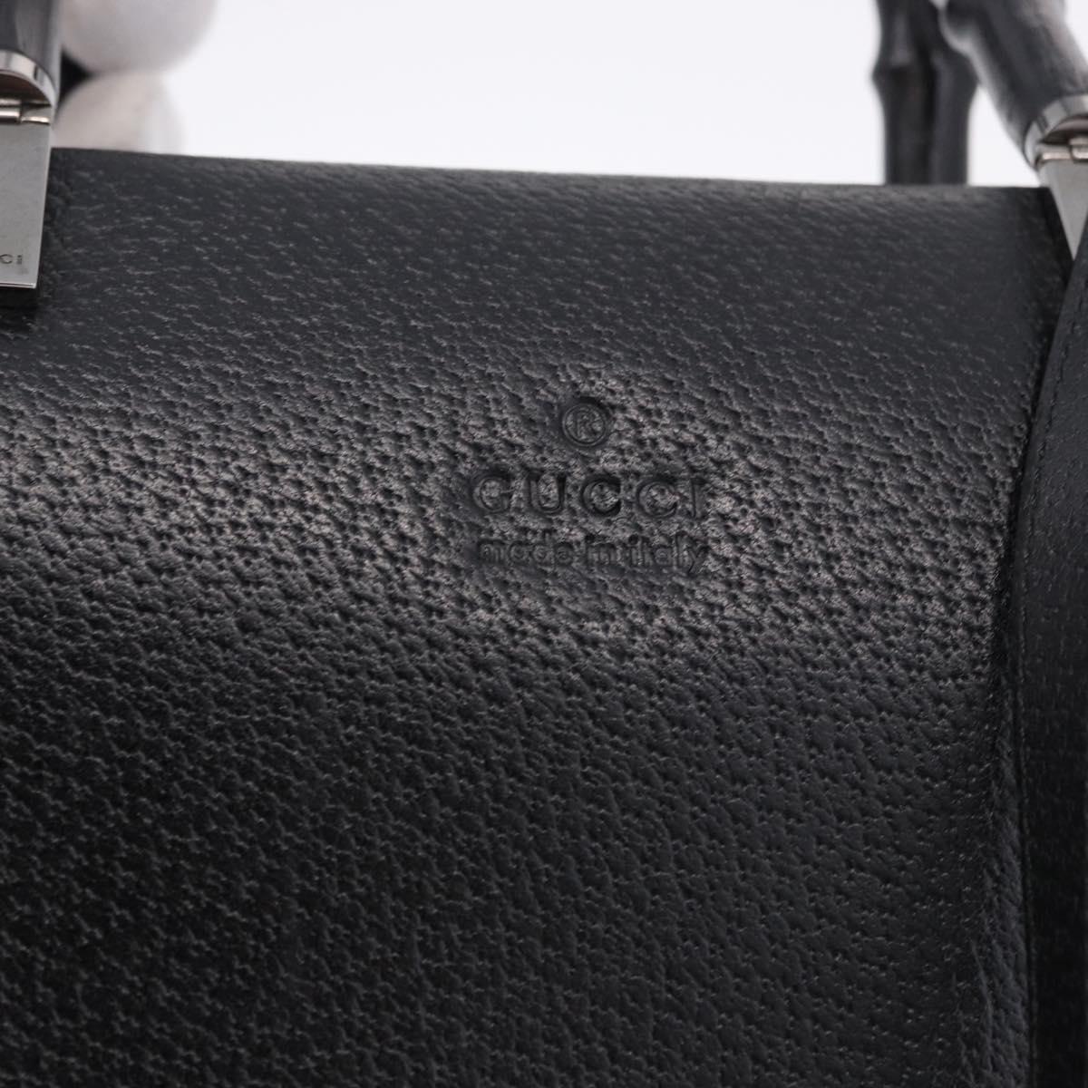 GUCCI Bamboo Hand Bag Leather 2way Black Silver 002 1035 Auth ep15210