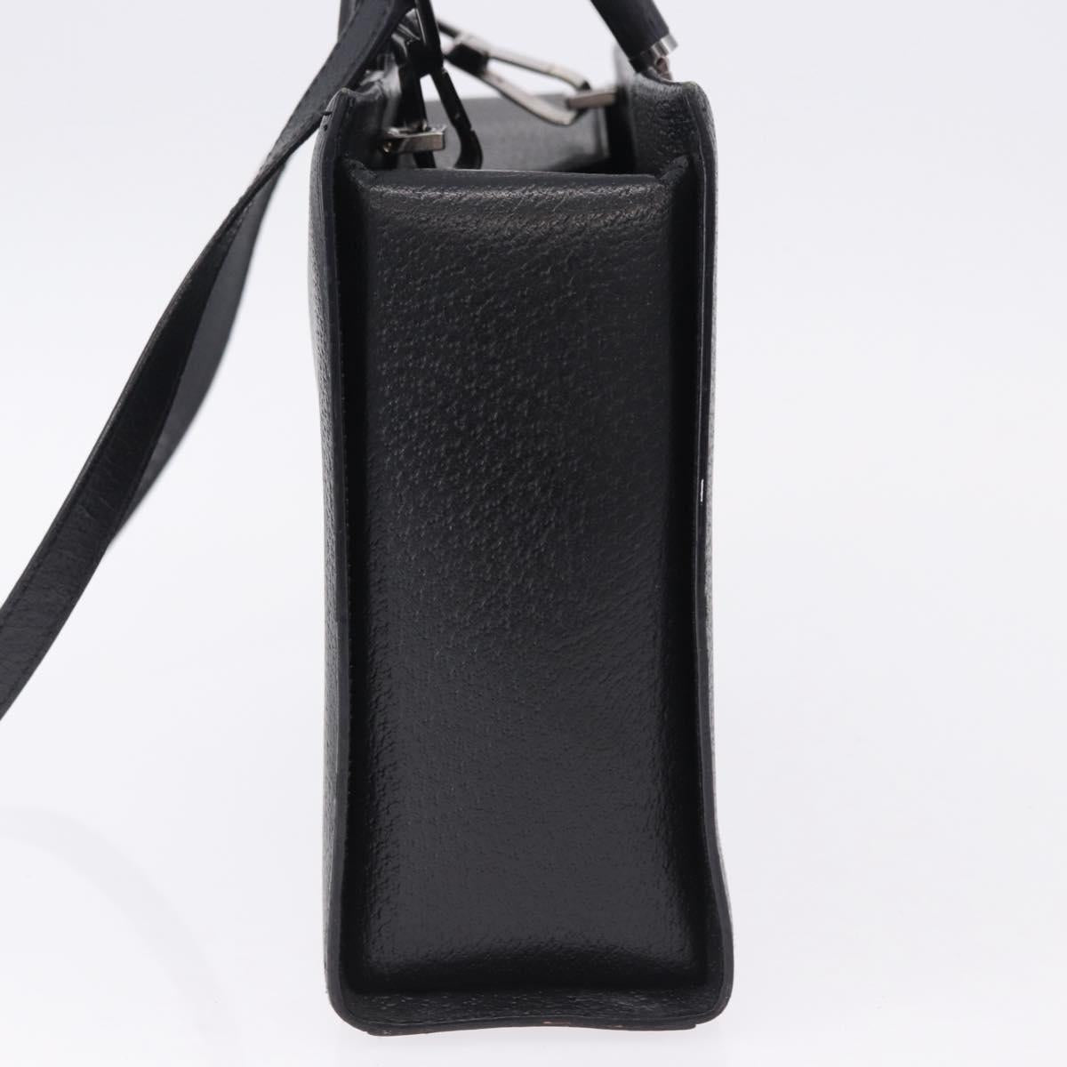 GUCCI Bamboo Hand Bag Leather 2way Black Silver 002 1035 Auth ep15210