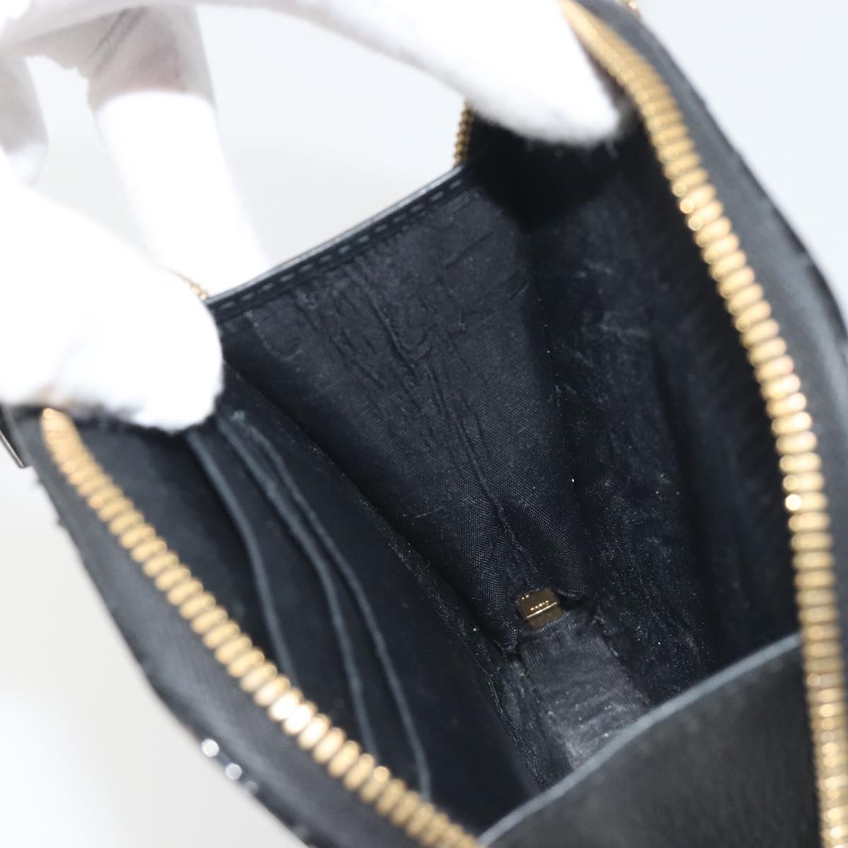 Christian Dior Cannage Phone Holder Chain Shoulder Bag Patent Black Auth ep15212