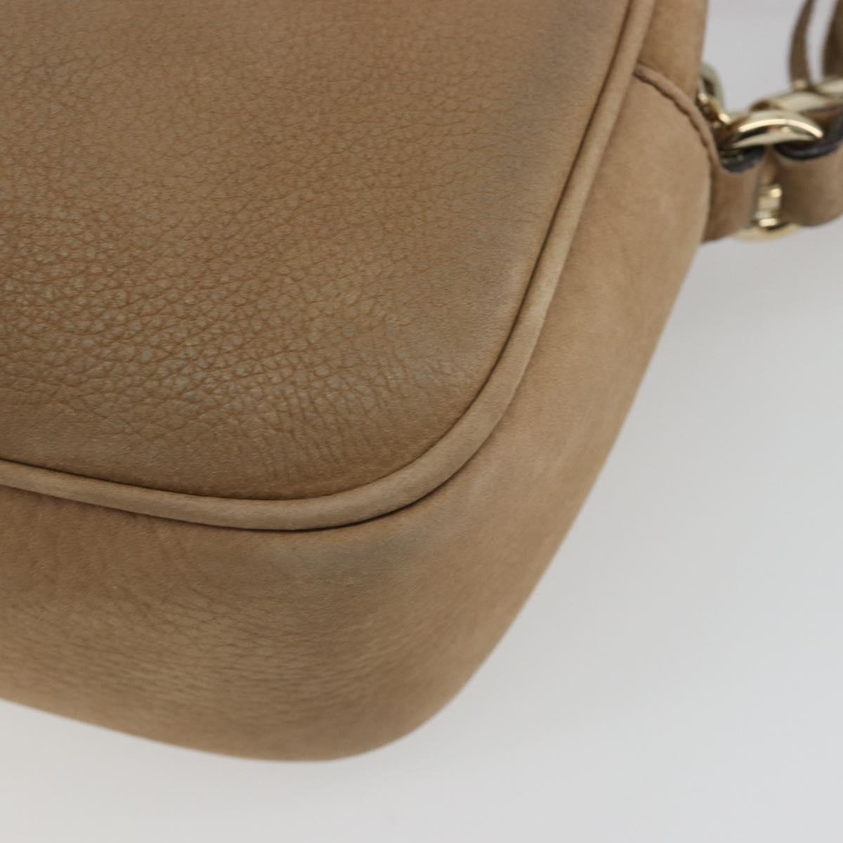 GUCCI Soho Shoulder Bag Leather Beige Gold Tone 308364 Auth ep15215