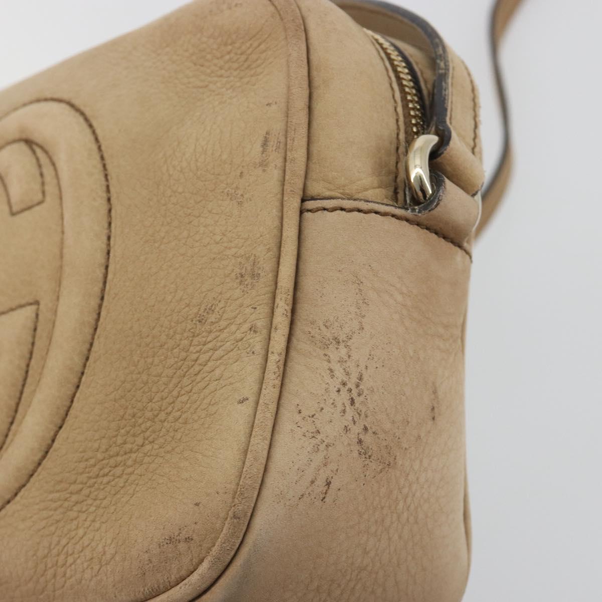 GUCCI Soho Shoulder Bag Leather Beige Gold Tone 308364 Auth ep15215