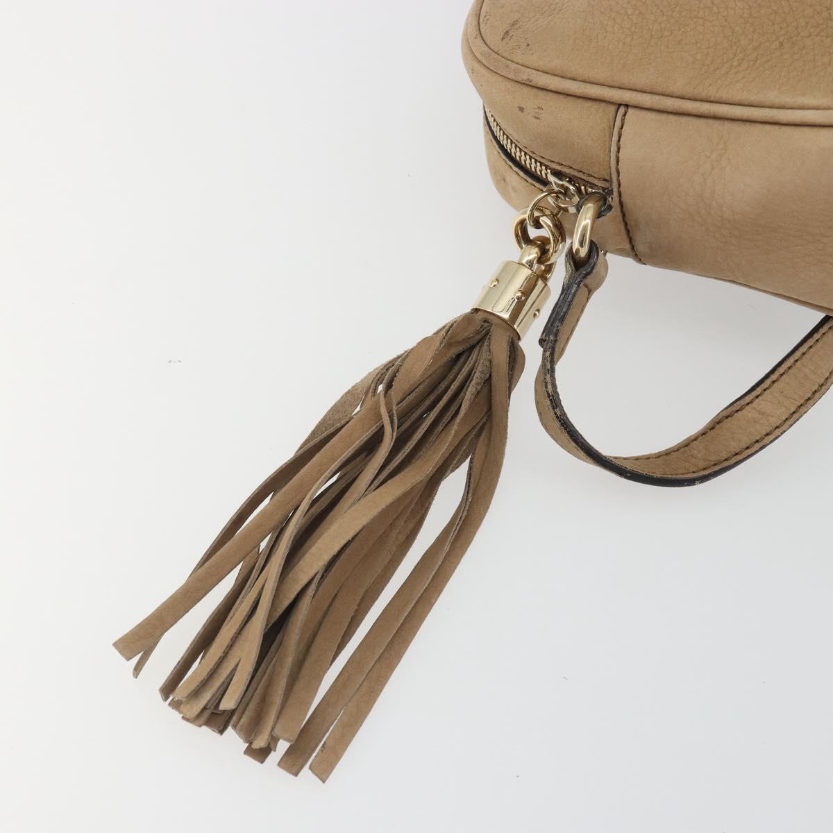 GUCCI Soho Shoulder Bag Leather Beige Gold Tone 308364 Auth ep15215