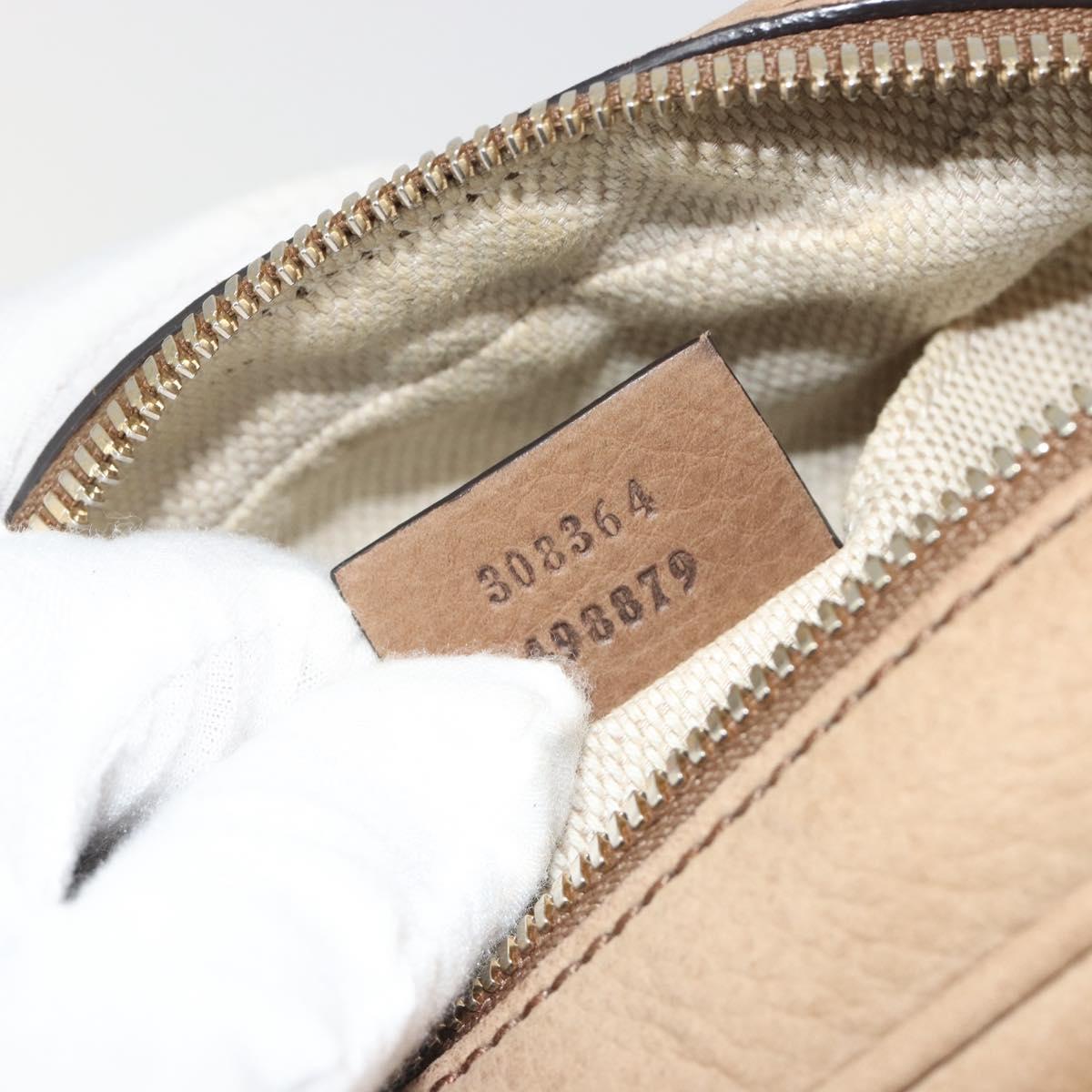 GUCCI Soho Shoulder Bag Leather Beige Gold Tone 308364 Auth ep15215