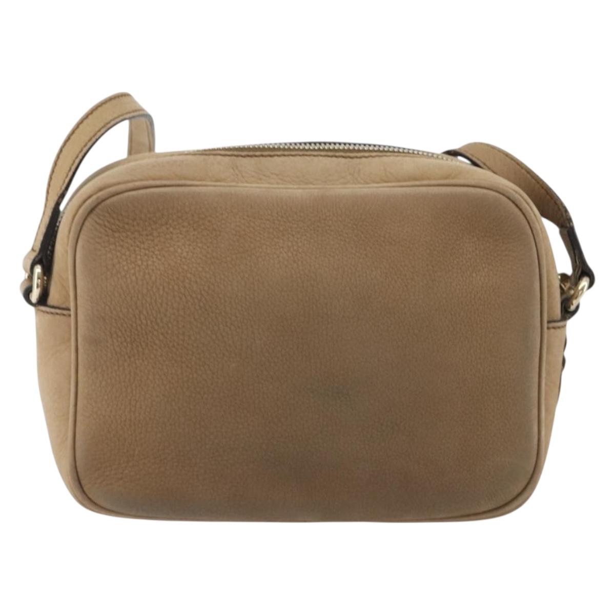 GUCCI Soho Shoulder Bag Leather Beige Gold Tone 308364 Auth ep15215