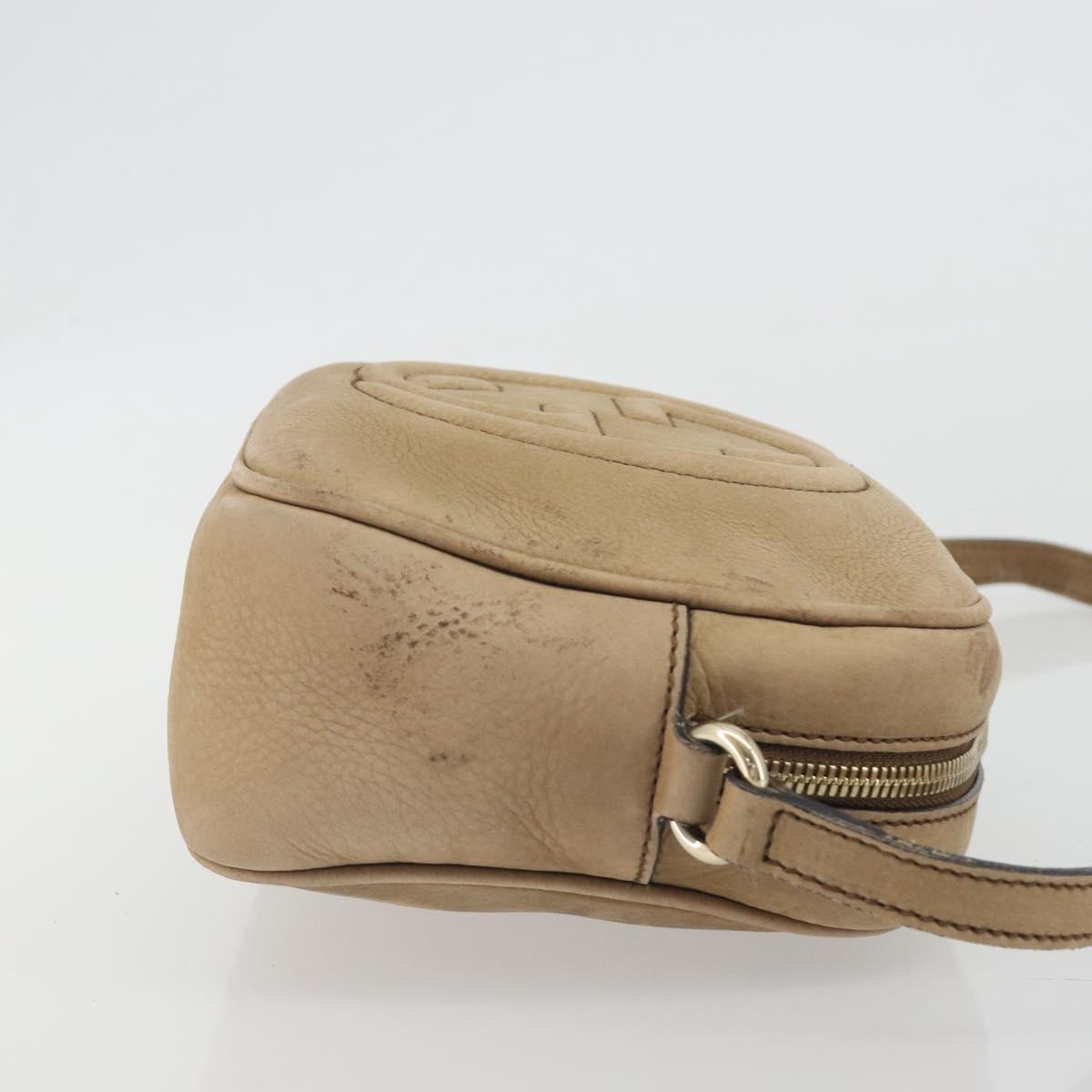 GUCCI Soho Shoulder Bag Leather Beige Gold Tone 308364 Auth ep15215
