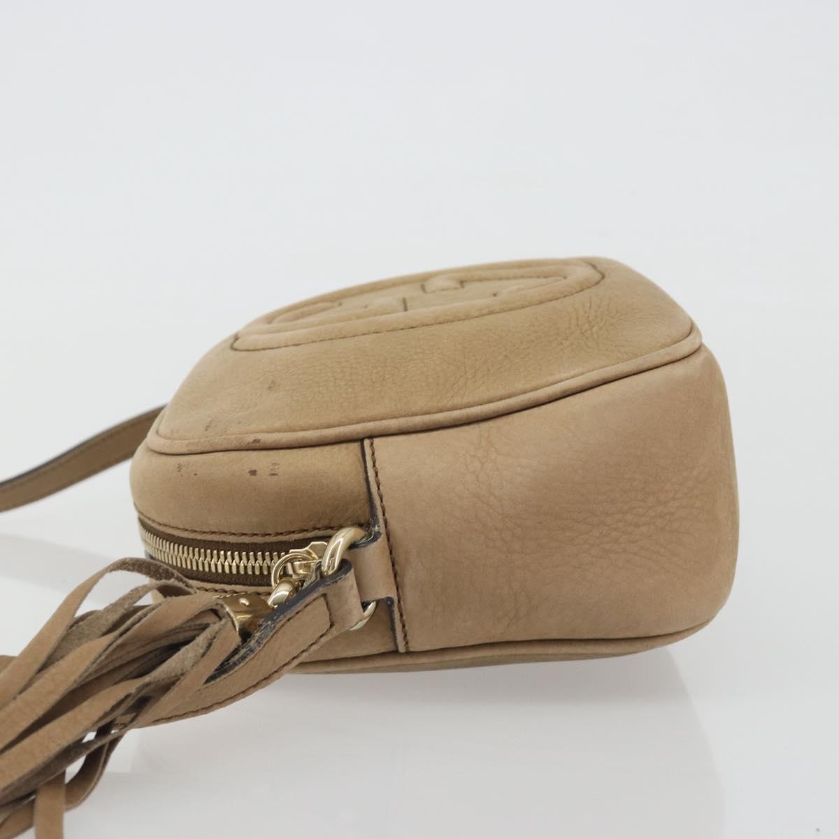 GUCCI Soho Shoulder Bag Leather Beige Gold Tone 308364 Auth ep15215