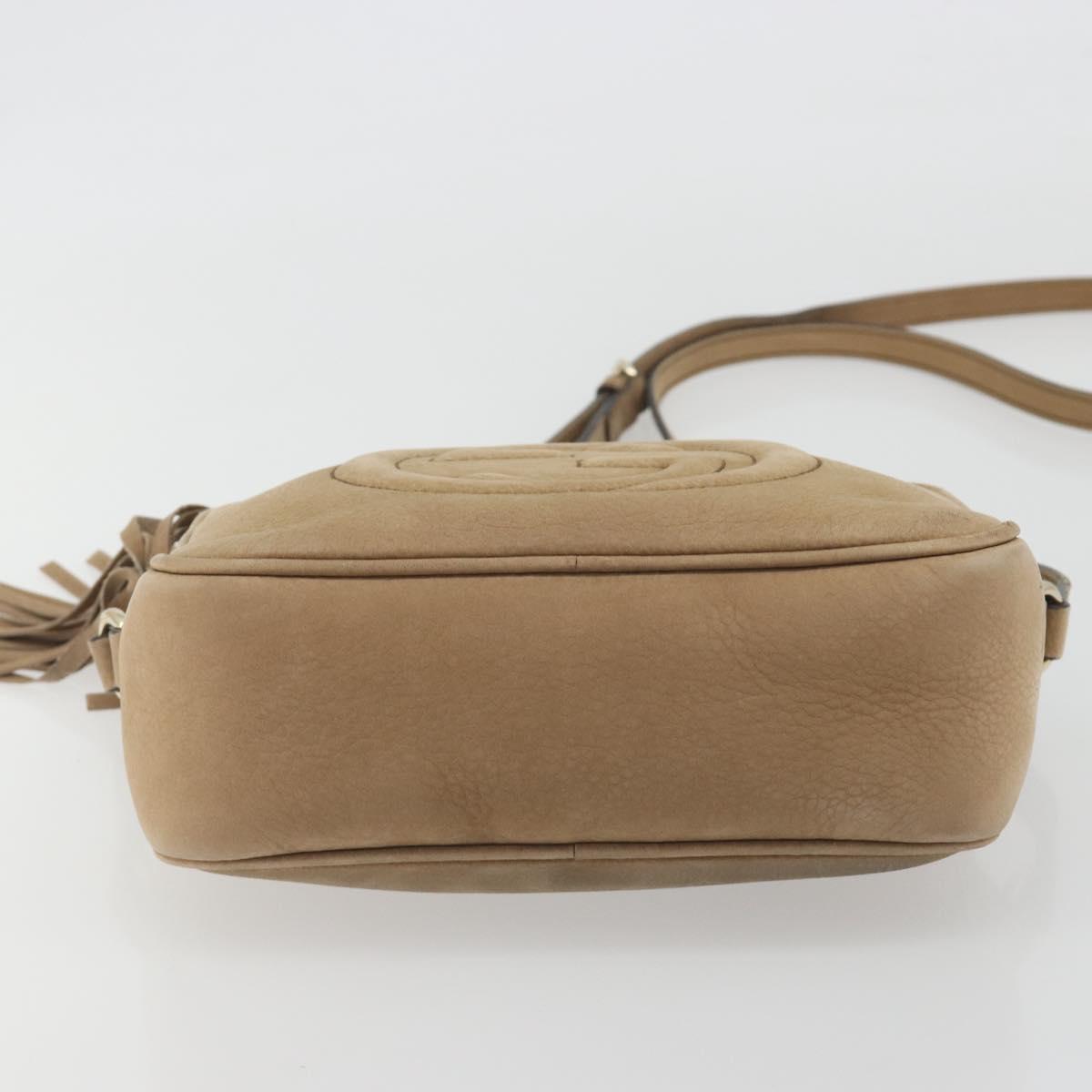 GUCCI Soho Shoulder Bag Leather Beige Gold Tone 308364 Auth ep15215