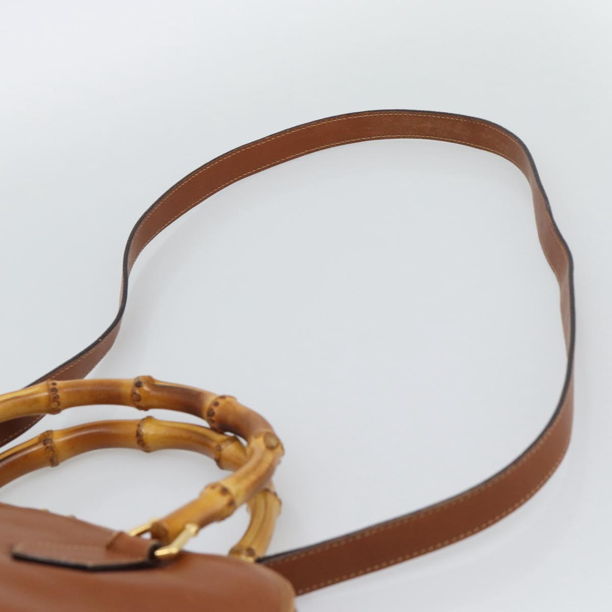 GUCCI Bamboo Hand Bag Leather 2way Brown Gold Tone 000 2214 0289 Auth ep15218