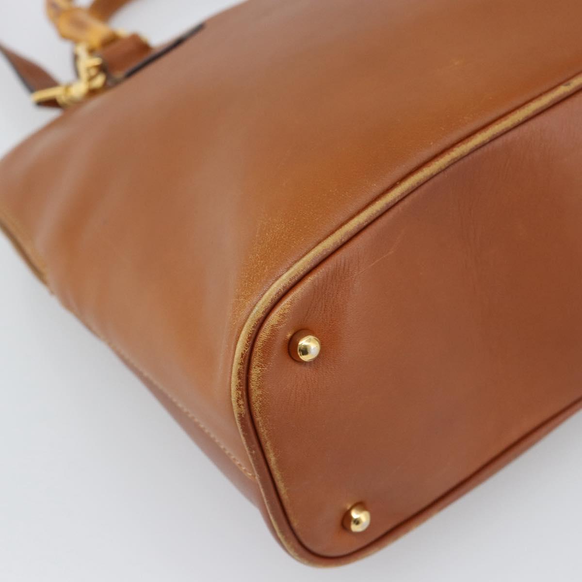 GUCCI Bamboo Hand Bag Leather 2way Brown Gold Tone 000 2214 0289 Auth ep15218