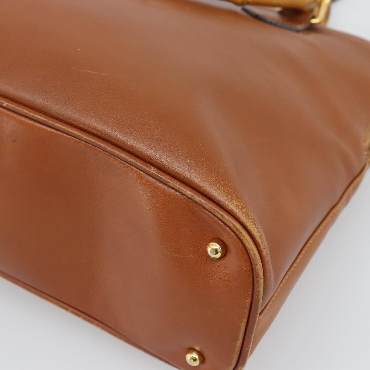 GUCCI Bamboo Hand Bag Leather 2way Brown Gold Tone 000 2214 0289 Auth ep15218