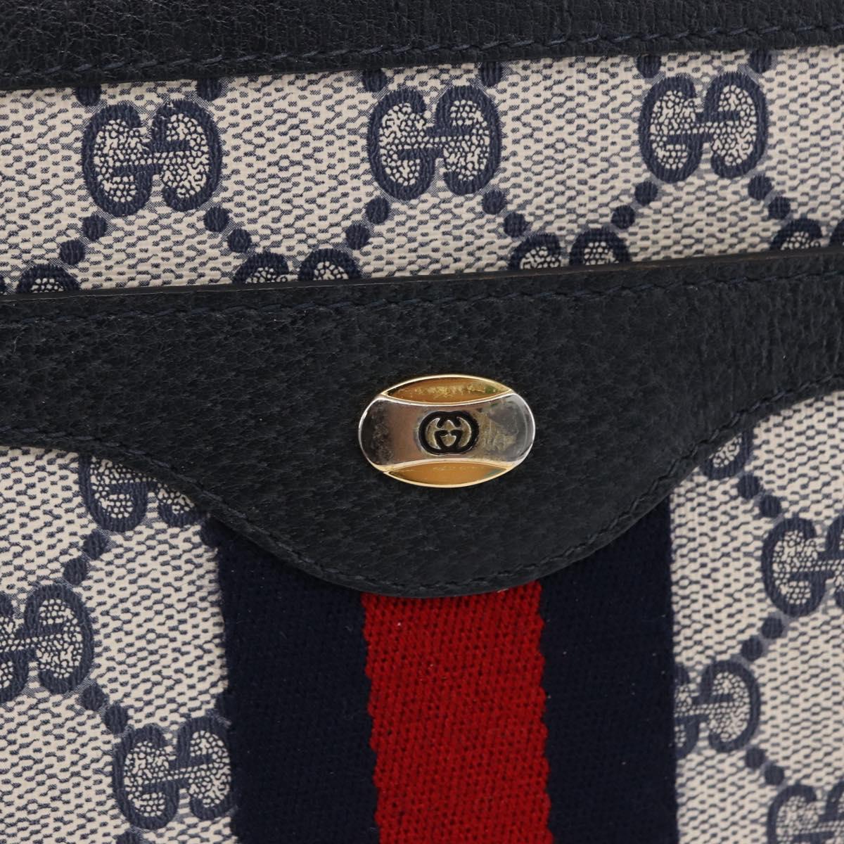 GUCCI GG Supreme Shoulder Bag PVC Leather Navy Gold Tone 14 02 013 Auth ep15220
