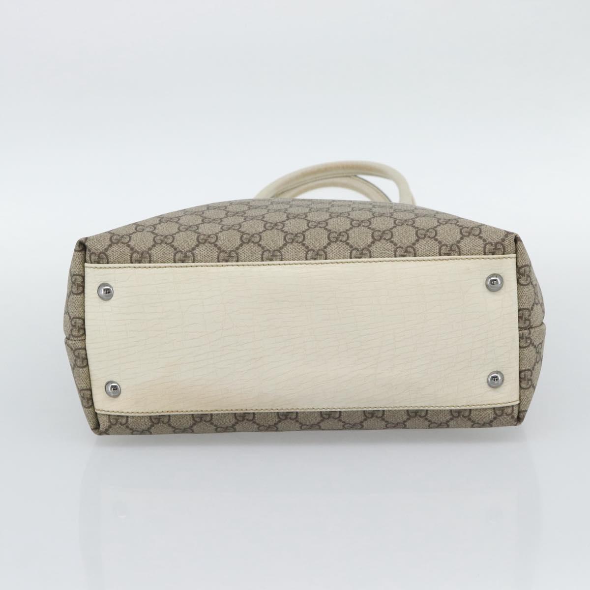 GUCCI GG Supreme Tote Bag PVC Leather Beige Silver 131220 Auth ep15221