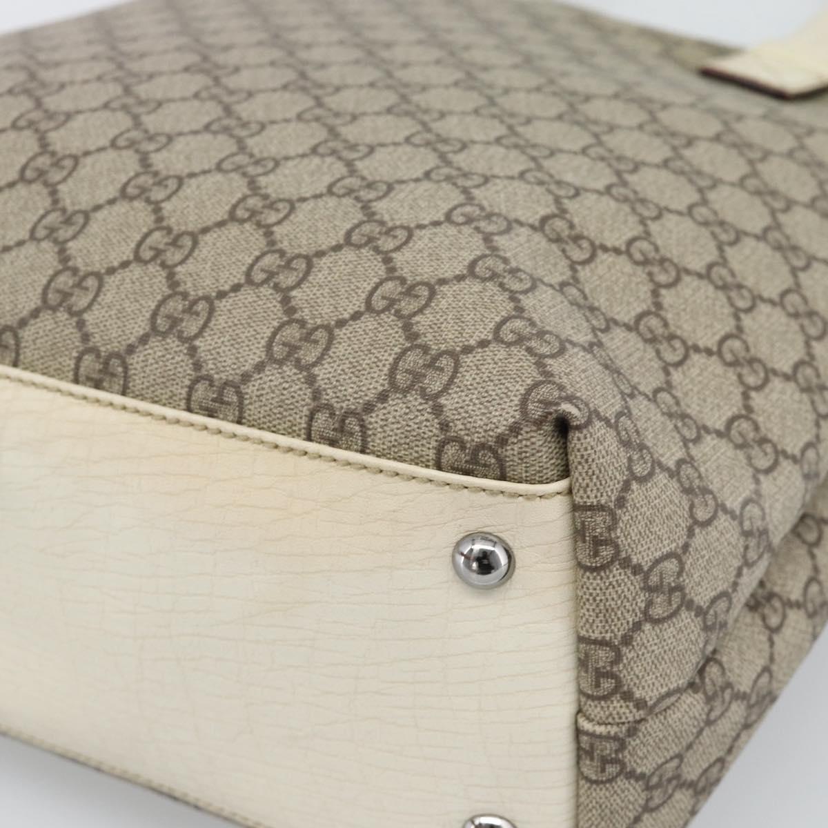 GUCCI GG Supreme Tote Bag PVC Leather Beige Silver 131220 Auth ep15221