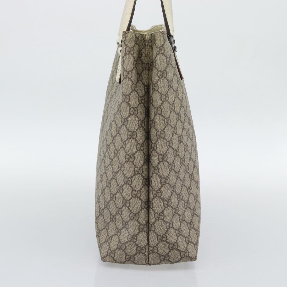 GUCCI GG Supreme Tote Bag PVC Leather Beige Silver 131220 Auth ep15221