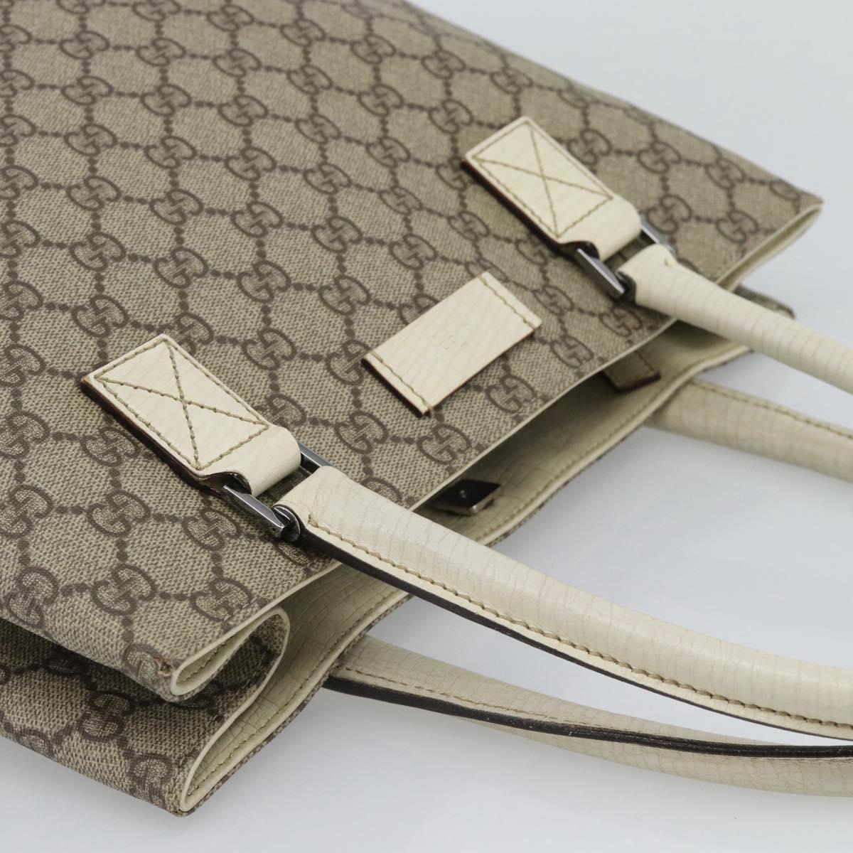 GUCCI GG Supreme Tote Bag PVC Leather Beige Silver 131220 Auth ep15221